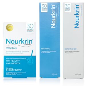 Nourkrin Woman for Hair Growth Food Supplement with Marilex, Biotin & Zinc, 180 Tablets, Shampoo & Conditioner Bundle Nourkrin Woman for Hair Growth Food Supplement with Marilex, Biotin & Zinc, 180 Tablets, Shampoo & Conditioner Bundle