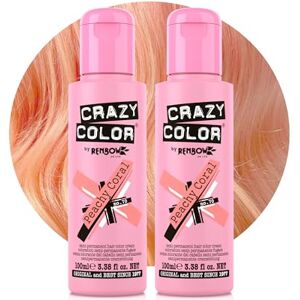 Crazy Color Vibrant Peachy Coral Semi-Permanent Duo Hair Dye. Highly Pigmented Pinky Peach Conditioning & Oil Nourishing Vegan Formula No Bleach or Ammonia 200ml Crazy Color Vibrant Peachy Coral Semi-Permanent Duo Hair Dye. Highly Pigmented Pinky Peach Conditioning & Oil Nourishing Vegan Formula No Bleach or Ammonia 200ml