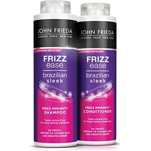 John Frieda Frizz Ease Brazilian Sleek Frizz Immunity Smoothing Shampoo and Conditioner Duo Pack 2 x 500ml, Smoothing Anti-Frizz Shampoo and Conditioner Bundle For Frizzy, Dry Hair John Frieda Frizz Ease Brazilian Sleek Frizz Immunity Smoothing Shampoo and Conditioner Duo Pack 2 x 500ml, Smoothing Anti-Frizz Shampoo and Conditioner Bundle For Frizzy, Dry Hair