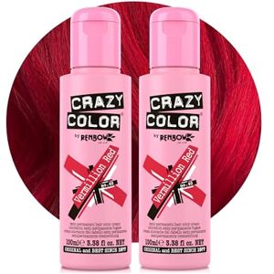 Crazy Color Vibrant Vermillion Red Semi-Permanent Duo Hair Dye. Highly Pigmented Scarlet Red Conditioning & Oil Nourishing Vegan Formula No Bleach or Ammonia 200ml Crazy Color Vibrant Vermillion Red Semi-Permanent Duo Hair Dye. Highly Pigmented Scarlet Red Conditioning & Oil Nourishing Vegan Formula No Bleach or Ammonia 200ml