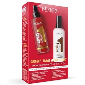REVLON PROFESSIONAL Uniqone Hair Treatment Duo Pack – Classic 150ml & Coco 150ml 10 Benefits in 1 Product Leave-In Hair Treatment for All Hair Types REVLON PROFESSIONAL Uniqone Hair Treatment Duo Pack – Classic 150ml & Coco 150ml 10 Benefits in 1 Product Leave-In Hair Treatment for All Hair Types