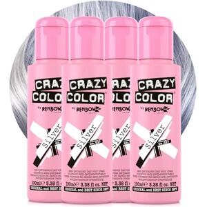 Crazy Color Metallic Silver Semi-Permanent 4 Pack Quad Hair Dye. Highly Pigmented Blonde Toner Conditioning & Oil Nourishing Vegan Formula No Bleach or Ammonia 400ml Crazy Color Metallic Silver Semi-Permanent 4 Pack Quad Hair Dye. Highly Pigmented Blonde Toner Conditioning & Oil Nourishing Vegan Formula No Bleach or Ammonia 400ml