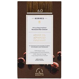 Korres Argan Oil Colorant Amonia-Free Hair Colour Dark Blonde 6.0-100% Grey Hair Coverage & Vegan for a Long-Lasting Colour Result Korres Argan Oil Colorant Amonia-Free Hair Colour Dark Blonde 6.0-100% Grey Hair Coverage & Vegan for a Long-Lasting Colour Result