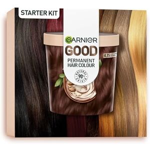 Garnier Good Permanent Hair Dye Premium Starter Kit, 4.15 Iced Chestnut Brown, Up To 100% Grey Coverage, 8 Weeks Long-Lasting Colour, No-Drip Application Garnier Good Permanent Hair Dye Premium Starter Kit, 4.15 Iced Chestnut Brown, Up To 100% Grey Coverage, 8 Weeks Long-Lasting Colour, No-Drip Application