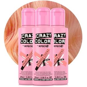 Crazy Color Vibrant Peachy Coral Semi-Permanent Trio Hair Dye. Highly Pigmented Pinky Peach Conditioning & Oil Nourishing Vegan Formula No Bleach or Ammonia 300ml Crazy Color Vibrant Peachy Coral Semi-Permanent Trio Hair Dye. Highly Pigmented Pinky Peach Conditioning & Oil Nourishing Vegan Formula No Bleach or Ammonia 300ml