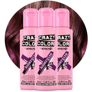 Crazy Color Vibrant Aubergine Semi-Permanent Trio Hair Dye. Highly Pigmented Wine Purple Conditioning & Oil Nourishing Vegan Formula No Bleach or Ammonia 300ml Crazy Color Vibrant Aubergine Semi-Permanent Trio Hair Dye. Highly Pigmented Wine Purple Conditioning & Oil Nourishing Vegan Formula No Bleach or Ammonia 300ml
