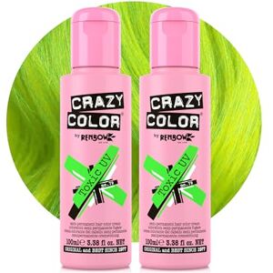Crazy Color Vibrant Toxic UV Semi-Permanent Duo Hair Dye. Highly Pigmented Neon Green Conditioning & Oil Nourishing Vegan Formula No Bleach or Ammonia 200ml Crazy Color Vibrant Toxic UV Semi-Permanent Duo Hair Dye. Highly Pigmented Neon Green Conditioning & Oil Nourishing Vegan Formula No Bleach or Ammonia 200ml