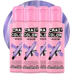 Crazy Color Pastel Lavender Semi-Permanent 4 Pack Quad Hair Dye. Highly Pigmented Pastel Purple Conditioning & Oil Nourishing Vegan Formula No Bleach or Ammonia 400ml Crazy Color Pastel Lavender Semi-Permanent 4 Pack Quad Hair Dye. Highly Pigmented Pastel Purple Conditioning & Oil Nourishing Vegan Formula No Bleach or Ammonia 400ml