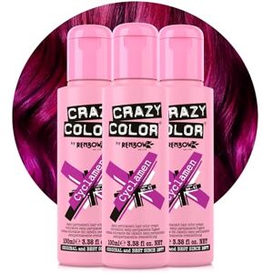 Crazy Color Vibrant Cyclamen Semi-Permanent Trio Hair Dye. Highly Pigmented Cerise Conditioning & Oil Nourishing Vegan Formula No Bleach or Ammonia 300ml Crazy Color Vibrant Cyclamen Semi-Permanent Trio Hair Dye. Highly Pigmented Cerise Conditioning & Oil Nourishing Vegan Formula No Bleach or Ammonia 300ml