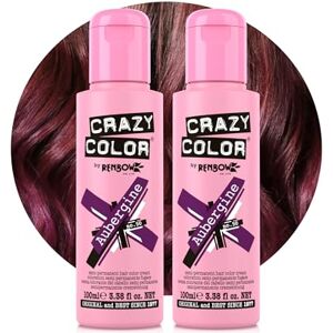 Crazy Color Vibrant Aubergine Semi-Permanent Duo Hair Dye. Highly Pigmented Wine Purple Conditioning & Oil Nourishing Vegan Formula No Bleach or Ammonia 200ml Crazy Color Vibrant Aubergine Semi-Permanent Duo Hair Dye. Highly Pigmented Wine Purple Conditioning & Oil Nourishing Vegan Formula No Bleach or Ammonia 200ml