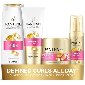 Pantene Pro-V Defined Curls Bundle: Shampoo 500ml, Conditioner 350ml, Keratin Protect Hair Mask 300ml and Curl Shaper Leave-In Cream 145ml for Frizzy, Unruly Curls Pantene Pro-V Defined Curls Bundle: Shampoo 500ml, Conditioner 350ml, Keratin Protect Hair Mask 300ml and Curl Shaper Leave-In Cream 145ml for Frizzy, Unruly Curls