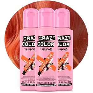 Crazy Color Vibrant Coral Red Semi-Permanent Trio Hair Dye. Highly Pigmented Copper Conditioning & Oil Nourishing Vegan Formula No Bleach or Ammonia 300ml Crazy Color Vibrant Coral Red Semi-Permanent Trio Hair Dye. Highly Pigmented Copper Conditioning & Oil Nourishing Vegan Formula No Bleach or Ammonia 300ml