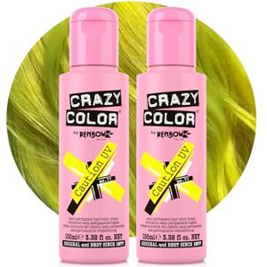 Crazy Color Caution UV Semi-Permanent Duo Hair Dye. Highly Pigmented Neon Yellow Conditioning & Oil Nourishing Vegan Formula No Bleach or Ammonia 200ml Crazy Color Caution UV Semi-Permanent Duo Hair Dye. Highly Pigmented Neon Yellow Conditioning & Oil Nourishing Vegan Formula No Bleach or Ammonia 200ml