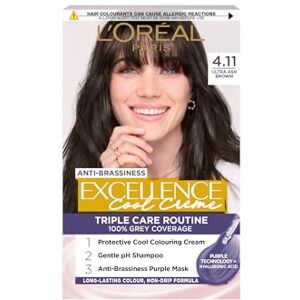 L'Oreal Paris L'Oréal Paris Excellence Cool Crème Permanent Hair Dye, Radiant At-Home Hair Colour with up to 100% Grey Coverage, Pro-Keratin, Up to 8 Weeks of Colour, Colour: 4.11 Ultra Ash Brown L'Oreal Paris L'Oréal Paris Excellence Cool Crème Permanent Hair Dye, Radiant At-Home Hair Colour with up to 100% Grey Coverage, Pro-Keratin, Up to 8 Weeks of Colour, Colour: 4.11 Ultra Ash Brown