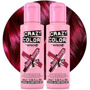 Crazy Color Vibrant Ruby Rouge Semi-Permanent Duo Hair Dye. Highly Pigmented Wine Red/Plum Conditioning & Oil Nourishing Vegan Formula No Bleach or Ammonia 200ml Crazy Color Vibrant Ruby Rouge Semi-Permanent Duo Hair Dye. Highly Pigmented Wine Red/Plum Conditioning & Oil Nourishing Vegan Formula No Bleach or Ammonia 200ml