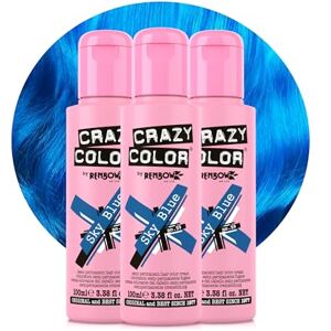 Crazy Color Vibrant Sky Blue Semi-Permanent Trio Hair Dye. Highly Pigmented Cobalt Blue Conditioning & Oil Nourishing Vegan Formula No Bleach or Ammonia 300ml Crazy Color Vibrant Sky Blue Semi-Permanent Trio Hair Dye. Highly Pigmented Cobalt Blue Conditioning & Oil Nourishing Vegan Formula No Bleach or Ammonia 300ml