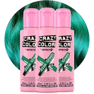 Crazy Color Vibrant Pine Green Semi-Permanent Trio Hair Dye. Highly Pigmented Dark Green Conditioning & Oil Nourishing Vegan Formula No Bleach or Ammonia 300ml Crazy Color Vibrant Pine Green Semi-Permanent Trio Hair Dye. Highly Pigmented Dark Green Conditioning & Oil Nourishing Vegan Formula No Bleach or Ammonia 300ml