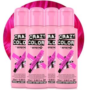 Crazy Color Vibrant Rebel UV Semi-Permanent 4 Pack Quad Hair Dye. Highly Pigmented Neon Pink Conditioning & Oil Nourishing Vegan Formula No Bleach or Ammonia 400ml Crazy Color Vibrant Rebel UV Semi-Permanent 4 Pack Quad Hair Dye. Highly Pigmented Neon Pink Conditioning & Oil Nourishing Vegan Formula No Bleach or Ammonia 400ml