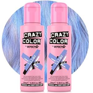 Crazy Color Pastel Lilac Semi-Permanent Duo Hair Dye. Highly Pigmented Blueish Lilac Conditioning & Oil Nourishing Vegan Formula No Bleach or Ammonia 200ml Crazy Color Pastel Lilac Semi-Permanent Duo Hair Dye. Highly Pigmented Blueish Lilac Conditioning & Oil Nourishing Vegan Formula No Bleach or Ammonia 200ml