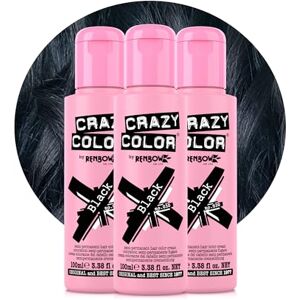 Crazy Color Black Semi-Permanent Trio Hair Dye. Highly Pigmented Blue Black Conditioning & Oil Nourishing Vegan Formula No Bleach or Ammonia 300ml Crazy Color Black Semi-Permanent Trio Hair Dye. Highly Pigmented Blue Black Conditioning & Oil Nourishing Vegan Formula No Bleach or Ammonia 300ml