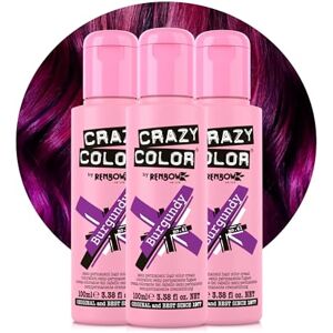 Crazy Color Vibrant Burgundy Semi-Permanent Trio Hair Dye. Highly Pigmented Purple Wine Conditioning & Oil Nourishing Vegan Formula No Bleach or Ammonia 300ml Crazy Color Vibrant Burgundy Semi-Permanent Trio Hair Dye. Highly Pigmented Purple Wine Conditioning & Oil Nourishing Vegan Formula No Bleach or Ammonia 300ml