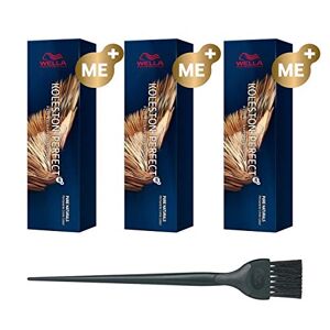 Wella Koleston Perfect Me+ Pure Naturals 6/0 Pack of 3 Dark Blonde 60ml and Color Brush