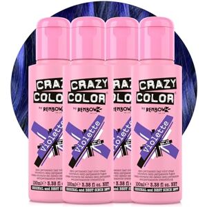 Crazy Color Vibrant Violette Semi-Permanent 4 Pack Quad Hair Dye. Highly Pigmented Deep Purple Conditioning & Oil Nourishing Vegan Formula No Bleach or Ammonia 400ml Crazy Color Vibrant Violette Semi-Permanent 4 Pack Quad Hair Dye. Highly Pigmented Deep Purple Conditioning & Oil Nourishing Vegan Formula No Bleach or Ammonia 400ml