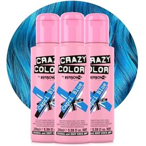 Crazy Color Vibrant Capri Blue Semi-Permanent Trio Hair Dye. Highly Pigmented Electric Blue Conditioning & Oil Nourishing Vegan Formula No Bleach or Ammonia 300ml Crazy Color Vibrant Capri Blue Semi-Permanent Trio Hair Dye. Highly Pigmented Electric Blue Conditioning & Oil Nourishing Vegan Formula No Bleach or Ammonia 300ml