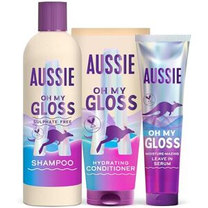 Aussie Oh My Gloss Shampoo & Conditioner Set + Leave In Serum Hair Treatment (300/200/160ml). Moisture & Shine Booster for Dull Hair. With Jojoba, Safflower & Macadamia Nut Oils. Vegan, Cruelty-Free Aussie Oh My Gloss Shampoo & Conditioner Set + Leave In Serum Hair Treatment (300/200/160ml). Moisture & Shine Booster for Dull Hair. With Jojoba, Safflower & Macadamia Nut Oils. Vegan, Cruelty-Free