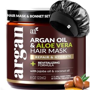 Artnaturals Argan Hair Mask Conditioner + Satin Bonnet Set (8 Oz/226g) Deep Conditioning Treatment Jojoba Oil, Aloe & Keratin Repair Dry, Damaged, Color Treated, Hair Growth Sulfate Free Artnaturals Argan Hair Mask Conditioner + Satin Bonnet Set (8 Oz/226g) Deep Conditioning Treatment Jojoba Oil, Aloe & Keratin Repair Dry, Damaged, Color Treated, Hair Growth Sulfate Free