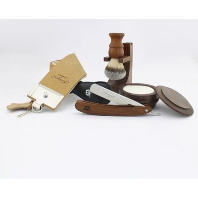 Haryali London , 7Pcs Wooden Straight Razor Shaving Kit for Men – Complete Wet Shaving Set with Leather Strop, Shaving Brush, Shaving Soap, Wooden Bowl, Paste & Stand – Mens Grooming Gift Set Haryali London , 7Pcs Wooden Straight Razor Shaving Kit for Men – Complete Wet Shaving Set with Leather Strop, Shaving Brush, Shaving Soap, Wooden Bowl, Paste & Stand – Mens Grooming Gift Set