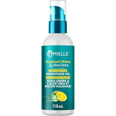 Mielle Kalahari Melon & Aloe Deep Hydration Weightless Hair Oil – Lightweight Moisturising Hair & Scalp Treatment, Adds Shine, Softens & Reduces Frizz 118 ml Mielle Kalahari Melon & Aloe Deep Hydration Weightless Hair Oil – Lightweight Moisturising Hair & Scalp Treatment, Adds Shine, Softens & Reduces Frizz 118 ml