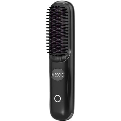 Akfldms Cordless Ceramic Heated Hot Brush 3 Temp Settings 160-200°C Heat Brush LCD Display Electric Hot Comb for Smooth Akfldms Cordless Ceramic Heated Hot Brush 3 Temp Settings 160-200°C Heat Brush LCD Display Electric Hot Comb for Smooth