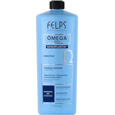 Felps Professional Omega Zero Unique Sensitive Nanoplastia Hair Straightening Treatment, 0% Formaldehyde Thermal Heat Seal, Frizz and Volume Reduction for All Hair Types, 1000ml / 33.8 fl oz Felps Professional Omega Zero Unique Sensitive Nanoplastia Hair Straightening Treatment, 0% Formaldehyde Thermal Heat Seal, Frizz and Volume Reduction for All Hair Types, 1000ml / 33.8 fl oz