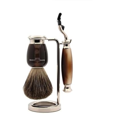Edwin Jagger Simulated Horn and Nickel Shaving Set Edwin Jagger Simulated Horn and Nickel Shaving Set