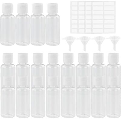 REBECASKYENS 20 Pcs Refillable Clear Flip Cap Bottles,Plastic Empty Transparent Containers,Travel Bottles, Cosmetic Bottles Plastic with 4 Small Funnels and 4 Labels for Packing Toiletries Shampoo Liquid (30 ml) REBECASKYENS 20 Pcs Refillable Clear Flip Cap Bottles,Plastic Empty Transparent Containers,Travel Bottles, Cosmetic Bottles Plastic with 4 Small Funnels and 4 Labels for Packing Toiletries Shampoo Liquid (30 ml)