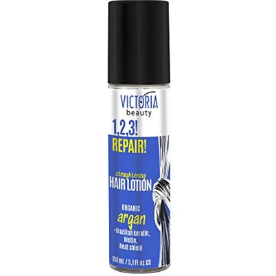 Victoria Beauty 1,2,3! Repair! Keratin Straightening Heat Protectant Hair Lotion with Biotin, Avocado and Argan Oil Repairing, Smoothing, and Growth Promoting Heat Protection for Hair, 150ml Victoria Beauty 1,2,3! Repair! Keratin Straightening Heat Protectant Hair Lotion with Biotin, Avocado and Argan Oil Repairing, Smoothing, and Growth Promoting Heat Protection for Hair, 150ml