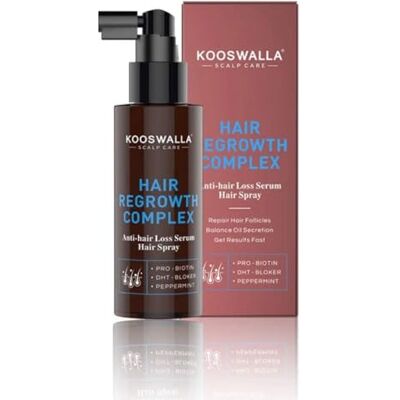 Kooswalla Hair Regrowth Complex Anti-Hair Loss Serum Spray – 100ml, For Men & Women, Promotes Hair Growth, Repairs Hair Follicles, with PRO-BIOTIN Kooswalla Hair Regrowth Complex Anti-Hair Loss Serum Spray – 100ml, For Men & Women, Promotes Hair Growth, Repairs Hair Follicles, with PRO-BIOTIN