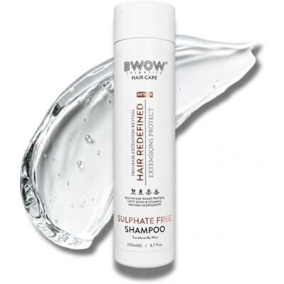 BWOW COSMETICS Hair Extension Shampoo Sulphate Free Vegan Formula for Soft Smooth Strong Matt Free Intense Hydration Argan Oil Revitalising Care for All Hair Extension Protect Revive and Renew 250ml BWOW COSMETICS Hair Extension Shampoo Sulphate Free Vegan Formula for Soft Smooth Strong Matt Free Intense Hydration Argan Oil Revitalising Care for All Hair Extension Protect Revive and Renew 250ml