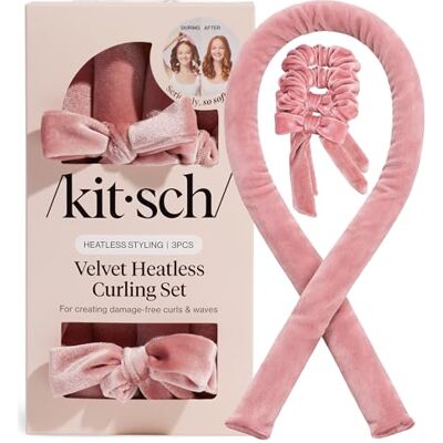 Kitsch Velvet Heatless Curls Overnight Set Terracotta No Heat Damage Overnight Curls Comfortable Frizz Free Hair Curlers To Sleep In with 34" Hair Waver & 2 Satin Scrunchies Kitsch Velvet Heatless Curls Overnight Set Terracotta No Heat Damage Overnight Curls Comfortable Frizz Free Hair Curlers To Sleep In with 34" Hair Waver & 2 Satin Scrunchies