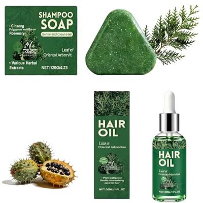 SHEHABOR Oil Shampoo Conditioner Bars Usnea Grass, Leaf of Arborvitae Hair Care Set, Hair Mask, Hair Growth Serum Öl, Hair Strengthening & Scalp Balance Refresh, Volumizing for Thinning Hair (Oil+Bar) SHEHABOR Oil Shampoo Conditioner Bars Usnea Grass, Leaf of Arborvitae Hair Care Set, Hair Mask, Hair Growth Serum Öl, Hair Strengthening & Scalp Balance Refresh, Volumizing for Thinning Hair (Oil+Bar)