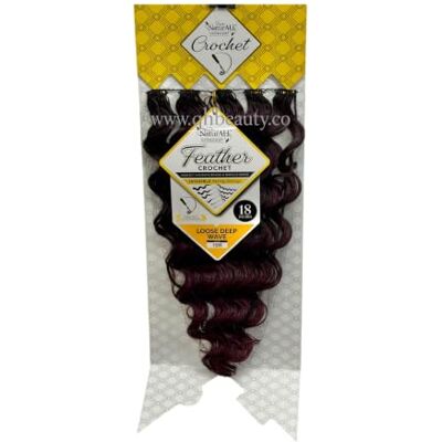 NaturALL Pure Feather Crochet Loose Deep Wave Hair, 18 Inch, Colour T530 100 Hair Strands, Miracle Knots, Invisible String Design, Boho & Crochet Styling, Curling Iron Safe NaturALL Pure Feather Crochet Loose Deep Wave Hair, 18 Inch, Colour T530 100 Hair Strands, Miracle Knots, Invisible String Design, Boho & Crochet Styling, Curling Iron Safe