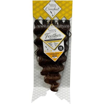 NaturALL Pure Feather Crochet Loose Deep Wave Hair, 18 Inch, Colour T30 100 Hair Strands, Miracle Knots, Invisible String Design, Boho & Crochet Styling, Curling Iron Safe NaturALL Pure Feather Crochet Loose Deep Wave Hair, 18 Inch, Colour T30 100 Hair Strands, Miracle Knots, Invisible String Design, Boho & Crochet Styling, Curling Iron Safe