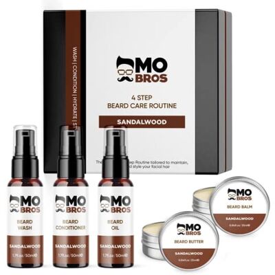 MO BRO'S 4 Step Beard Care Kit Wash Condition Hydration Style Sandalwood MO BRO'S 4 Step Beard Care Kit Wash Condition Hydration Style Sandalwood
