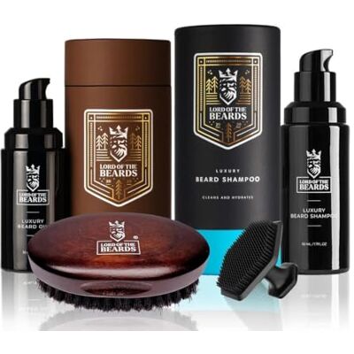 Lord Of The Beards Premium Beard Care Kit – Tobacco Docks & Vanilla Scented Beard Oil, Beard Shampoo, Beard Brush & Facial Brush – Ultimate Grooming Set for Men – Luxury Gift for Bearded Men Lord Of The Beards Premium Beard Care Kit – Tobacco Docks & Vanilla Scented Beard Oil, Beard Shampoo, Beard Brush & Facial Brush – Ultimate Grooming Set for Men – Luxury Gift for Bearded Men