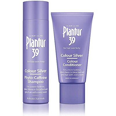 Plantur 39 Purple Shampoo and Conditioner Set Enhanced Silver Sheen for Bleached and Grey Hair Prevents and Reduces Hair Loss and Supports Hair Growth 1x Shampoo 250ml 1x Conditioner 150ml Plantur 39 Purple Shampoo and Conditioner Set Enhanced Silver Sheen for Bleached and Grey Hair Prevents and Reduces Hair Loss and Supports Hair Growth 1x Shampoo 250ml 1x Conditioner 150ml
