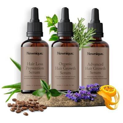 Newnique. Newnique Hair Growth System — 3-phase Hair Loss Treatment for Women & Men – Organic Hair Growth Oil + Hair Loss Prevention + Advanced Hair Growth Serum – Rosemary Oil, Biotin, Batana Newnique. Newnique Hair Growth System — 3-phase Hair Loss Treatment for Women & Men – Organic Hair Growth Oil + Hair Loss Prevention + Advanced Hair Growth Serum – Rosemary Oil, Biotin, Batana