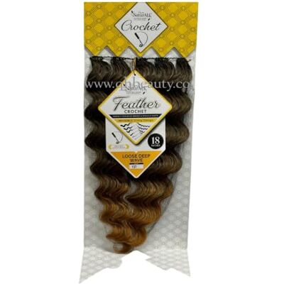 NaturALL Pure Feather Crochet Loose Deep Wave Hair, 18 Inch, Colour T27 100 Hair Strands, Miracle Knots, Invisible String Design, Boho & Crochet Styling, Curling Iron Safe NaturALL Pure Feather Crochet Loose Deep Wave Hair, 18 Inch, Colour T27 100 Hair Strands, Miracle Knots, Invisible String Design, Boho & Crochet Styling, Curling Iron Safe