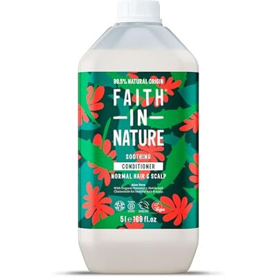 FAITH IN NATURE Organic Aloe Vera Conditioner, Soothing for Normal Hair & Scalp, Vegan & Cruelty Free, No SLS, Silicones or Parabens, 5L Refill Pack FAITH IN NATURE Organic Aloe Vera Conditioner, Soothing for Normal Hair & Scalp, Vegan & Cruelty Free, No SLS, Silicones or Parabens, 5L Refill Pack