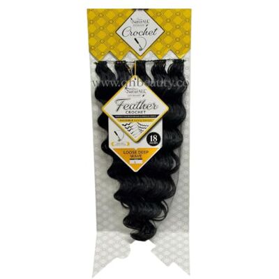 NaturALL Pure Feather Crochet Loose Deep Wave Hair, 18 Inch (1) 100 Hair Strands, Miracle Knots, Invisible String Design, Boho & Crochet Styling, Curling Iron Safe NaturALL Pure Feather Crochet Loose Deep Wave Hair, 18 Inch (1) 100 Hair Strands, Miracle Knots, Invisible String Design, Boho & Crochet Styling, Curling Iron Safe